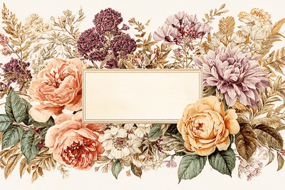 Download Vintage Floral Label Frame Design - Frame Collection